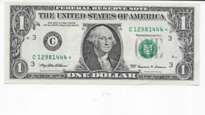 1999  $1  US Federal Reserve STAR Note  PHILADELPHIA DISTRICT   Uncirculated - Image 1 of 2