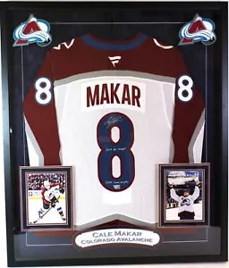 Cale Makar Autographed Framed Jersey with Inscriptions Fanatics COA - Picture 1 of 6