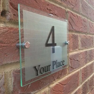 Modern HOUSE PLAQUES / PLAQUE / DOOR / NUMBER / GLASS EFFECT ACRYLIC / Wall Sign - Picture 1 of 19