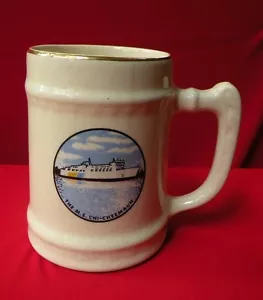 Taza de café de colección COMO NUEVA CHI-CHEEMAUN barco ferry oro 22K Canadá lago piedra hurón - Imagen 1 de 5