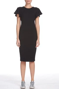 New With Tags SEN Black Ribbed Flutter Sleeve Dress - Picture 1 of 3