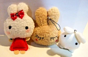 Lot of 3 Soft Plush Bunnies For Phone, Purse, Backpack Charm Strap - NWOT (#23) - Photo 1 sur 4