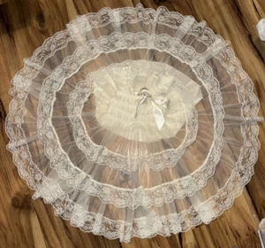 Girl's Ruffle Lace Full Circle Party Dress Ivory Size S Sleeveless Spring Summer - Picture 1 of 11