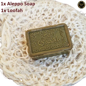 1 Loofah + 1 Alppo Olive Oil Soap laurel Natural bath sponge body ليفة وصابون - Picture 1 of 11