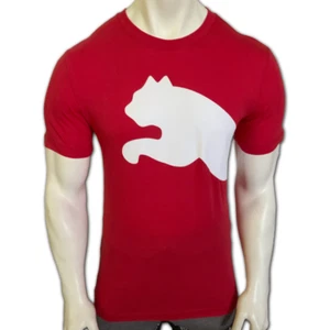 Neu mit Etikett Puma UVP $ 42,99 OVERSIZED LOGO ROTES KURZÄRMLIGES HERREN-T-SHIRT MIT RUNDHALSAUSSCHNITT S - Bild 1 von 5