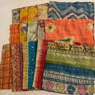 50pcs Kantha Fabric SNIPPET Pack-Kantha Scrap fabric-Scrap Junk Journal-Vintage - Image 1 of 4