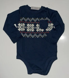 24 Monate Baby Jungen Body, Wintermotiv "Schneeflocken" Langarm Neu Mit Etikett - Bild 1 von 9