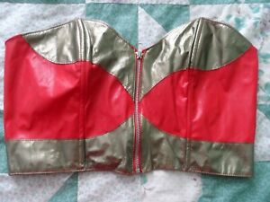 Woman's size Large Red & Gold Zipper Front Bustier Top From Leg Avenue