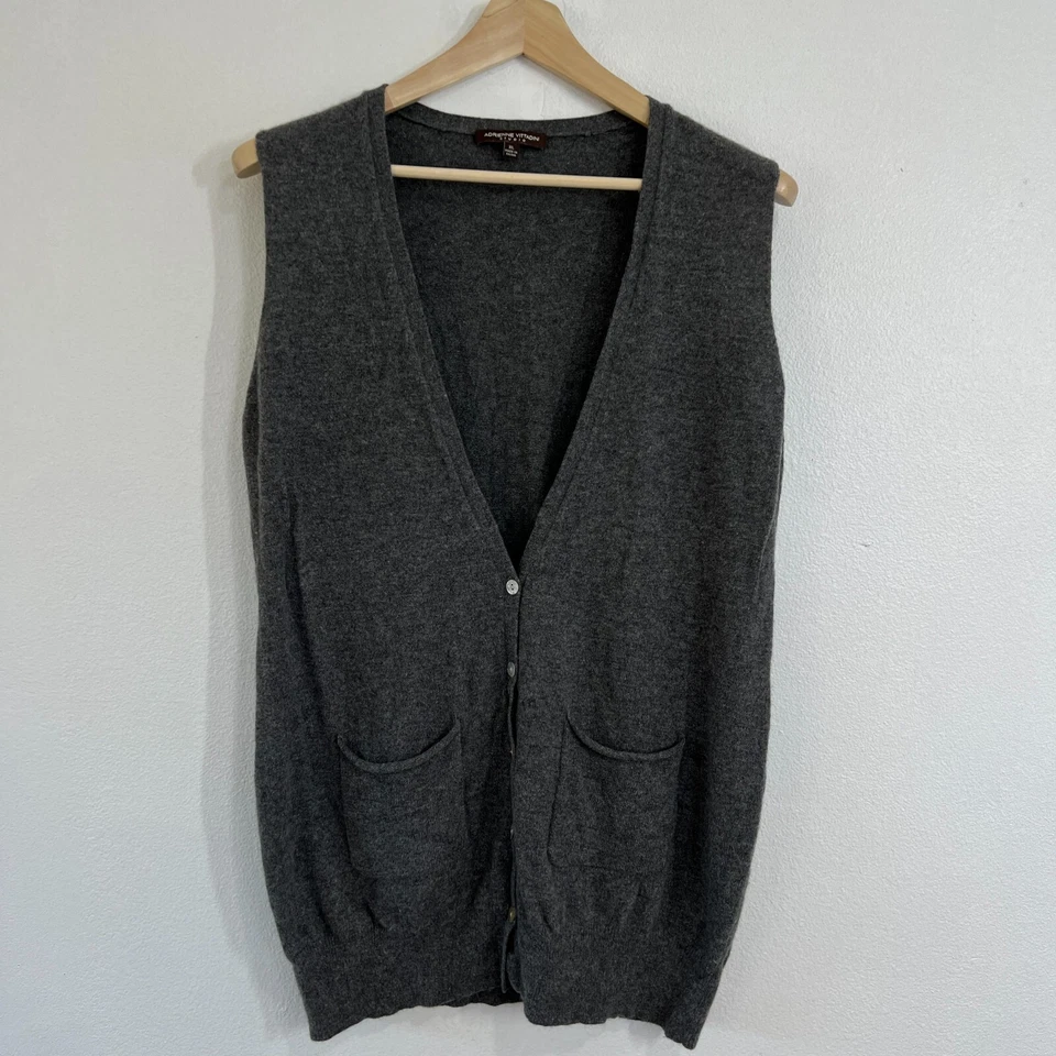 Adrienne Vittadini Studio Women's Wool & Cashmere Vest Button Up Pockets Gray XL - Image 1 of 4