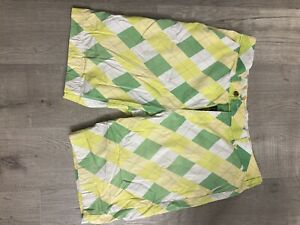 Loudmouth Golf Shorts Green/Yellow/White Checkered Men's Size 38