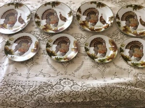 Williams Sonoma Botanical Leaf and Turkey 8 PC SET 4 Dinner & 4 Salad Plates NEW - Picture 1 of 7