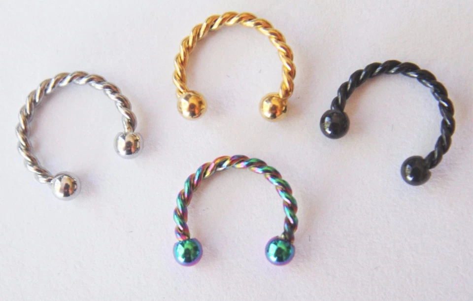 Pendiente labio nariz falsa hélice caracola aro 8-10 mm herradura patrón elegante anillo de barra Foto 1 de 1