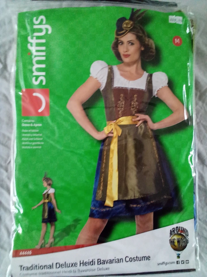 Smiffy Traditional Deluxe Heidi Bavarian Costume Leg Dress and Apron Oktoberfest — 第 1/1 张图片