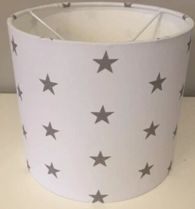 Handmade Lampshade White with grey stars, ceiling or lamp, various sizes - Picture 1 of 3