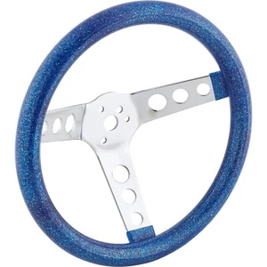 11-1/2 Inch Blue Metalflake Style Steering Wheel, 3-1/2 Dish - Picture 1 of 9