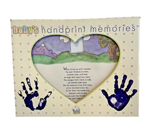 Baby Toddler Handprint Memories Set Poem Wood Frame Glass Personalize - Picture 1 of 4