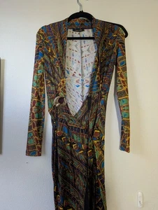 Roberto Cavalli Designer Multicolored Wrap Dress With Belt - Picture 1 of 9
