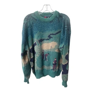 VTG Isle Of Cotton Men’s Golf Golfer Graphic Knit Sweater XL Active Grandpacore - Picture 1 of 5