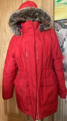 Lands'End Hooded Red Anorak Ladies Large Size Quilted Lining - Image 1 of 4