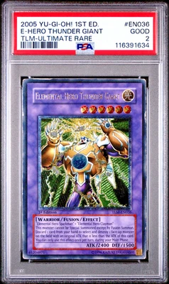 PSA 2 1ST EDITION ULTIMATE RARE Elemental Hero Thunder Giant TLM-EN036 YUGIOH - Image 1 of 2
