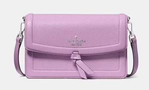 Kate Spade Knott Flap Crossbody Bag Lilac Pebbled Leather Purse KM611 NWT $249 - Picture 1 of 5