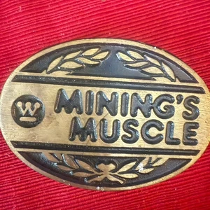 Dynabuckle Bronze Belt Buckle Westinghouse Mining’s Muscle Utah Vintage Made USA - Picture 1 of 9