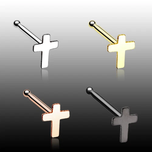 Delicado Anillo Cruz Icono Nariz Hueso Negro Plata Oro Rosa Forma de L Cristo Foto 1 de 1