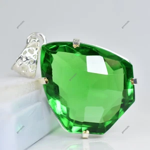 Green Emerald 72 Ct Lab Created 925 Sterling Silver Fancy Gems Pendant - Picture 1 of 6