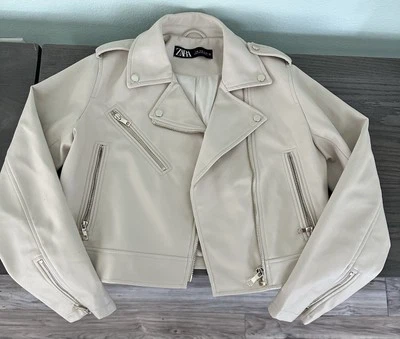 Chaqueta de cuero con cremallera para mujer Zara mediana M Foto 1 de 3