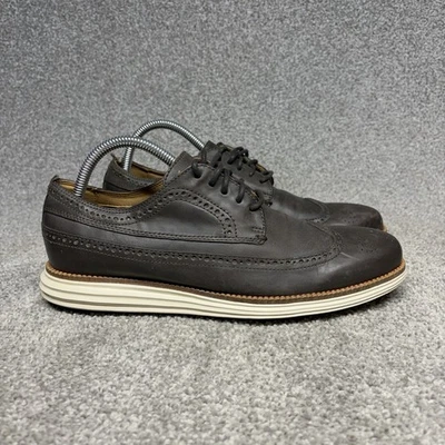 Zapatos informales Cole Haan Grand Os punta de ala para hombre talla 8 M cuero marrón C23435 Foto 1 de 4