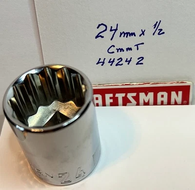 Craftsman 24 mm  x 1/2" Dr Socket CMMT 44242- 12 Point  Free USA Shipping - Image 1 of 3