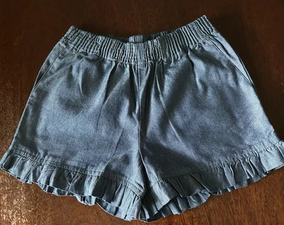 NWT 4 Garnet Hill Darker Chambray Shorts w/ Ruffled Bottoms - Image 1 of 2