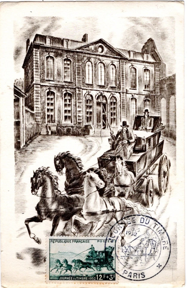 919+ FDC  CARTE 1er JOUR    JOURNEE DU  TIMBRE 1952   PARIS - Photo 1/1