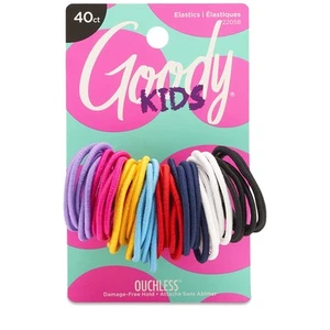 Kids Ouchless Elastic Hair Ties - 40 Ct, Assorted Colors, 2MM Rubber Bands fo... - Picture 1 of 4