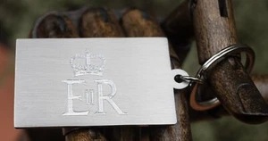 Queen Elizabeth Tribute Keyring Engraved Royal Cypher onto a Steel Keyring - Picture 1 of 1