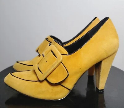 Zapatos de salón Miss Sixty Cone de gamuza amarillo Y2K de la década de 2000 talla 8  Foto 1 de 4
