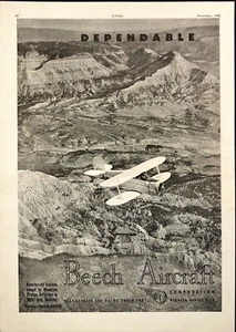 1945 Beech Aircraft Corp Biplane Over the Rockies Wichita KS pubblicità stampa d'epoca - Foto 1 di 6