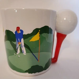 Hallmark Golf Coffee Mug Cup Tea 14 Oz With Club Tee Handle Green Handle - Picture 1 of 4