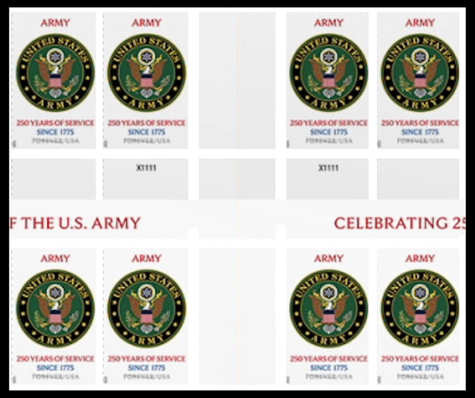 US 6003a Army 250 Years imperf NDC cross gutter block 2x4 MNH 2025 - Image 1 of 1