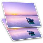 2 x Rectangle Stickers 7.5 cm - Purple Sunset Boat Sea Lake  Cool Gift #24597