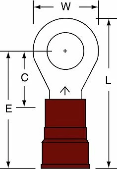 3M 5/16" Stud Size 8 AWG Nylon Insulated Brazed Seam Ring Terminal 25PK - Image 1 of 1