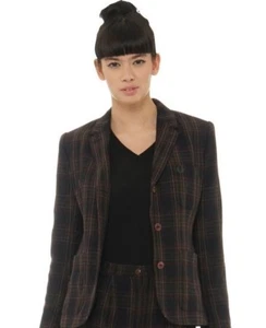 Fred Perry Womens Tartan Wool Blazer - Size UK 10 - Picture 1 of 2