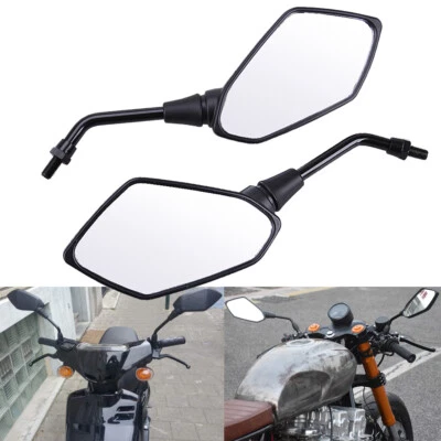 Espejos retrovisores laterales universales negros de 10 mm para motocicleta scooter para Honda Kawasaki Foto 1 de 4