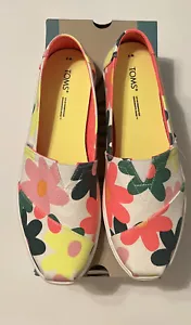 Toms Woman’s Alpargata Cupsole Egret Retro Floral Print - 10018188 - Size 9 NEW - Picture 1 of 3