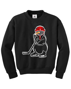 Hockey Snowman Youth Sweatshirt Fun Winter Sports Team Gift - Picture 1 of 2