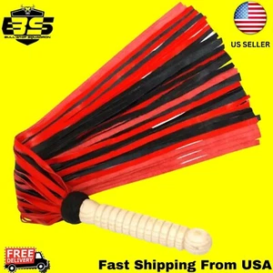 Leather Flogger 50 Tail s Red & Black Flogger Heavy Duty Whip - Picture 1 of 3