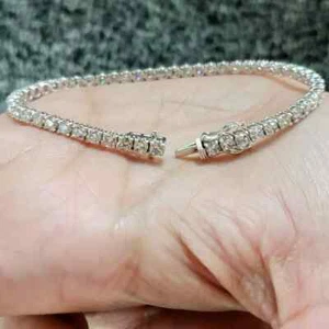 7CT Round Natural Moissanite 7" Luxury Tennis Bracelet in 14K White Gold Over - Picture 1 of 8