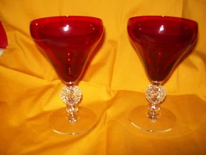 MORGANTOWN GOLF BALL OLD ENGLISH RUBY SPANISH RED WATER GOBLET WINE GLASS SET 2 - Bild 1 von 1
