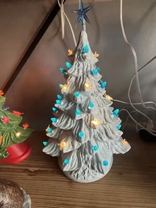 ceramic christmas tree, Blue , 15 Inch Tall, This Tree Is Pretty But Not Perfect - Picture 1 of 3