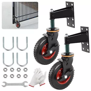 2pack 8inch Gate Wheel with Brake, Moves Smoothly Fence Gate Wheel, 600 Lb - Picture 1 of 6
